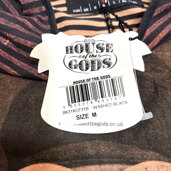 House of the Gods Nirvana Kurt Cobain Tee Women M Peach Stripe Band Y2K NWT - Picture 10 of 11